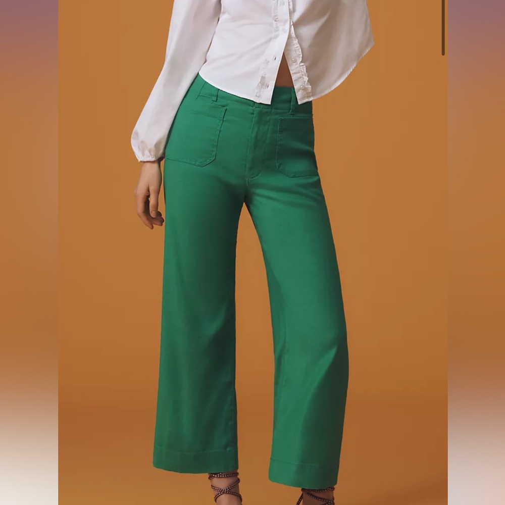 Anthropologie Wide-Leg Pants in Emerald Green